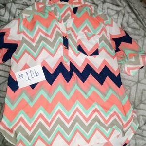 Wishful park 3/4 sleeve Chevron blouse